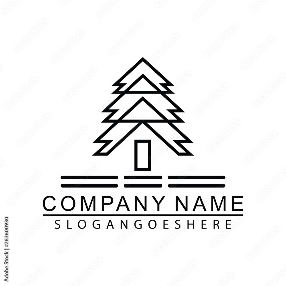Pine tree logo template isolated on white background Pine tree logo template isolated on white background