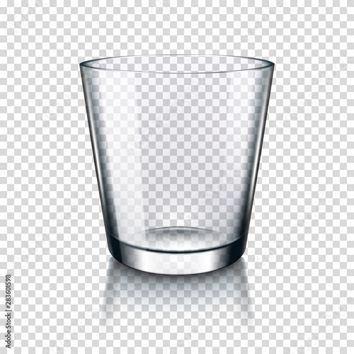 Realistic transparent empty drinking glass, isolated.