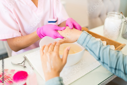 Cosmetic Beauty Treatment Of Hands In Nail Spa