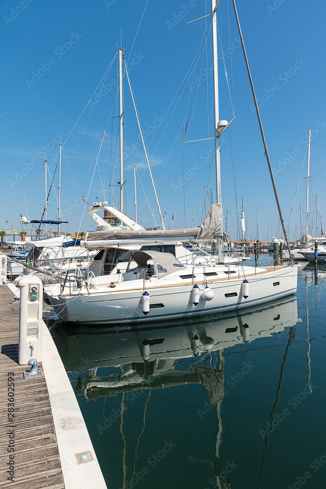 Yachts in the port of Rimini, Italy.