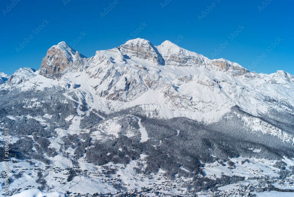Tofana Mountain in Winter, Covered with Snow, Cortina d Ampezzo, Italy