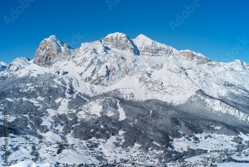 Tofana Mountain in Winter, Covered with Snow, Cortina d Ampezzo, Italy