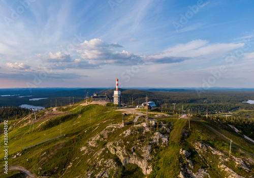 Obraz na płótnie Aerial view of Ruka Ski Resort in Finland during summer time w salonie