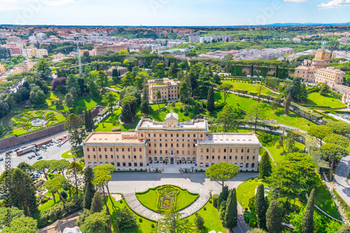 Aerial view of Palace of the Governorate in Vatican Gardens, Vatican City