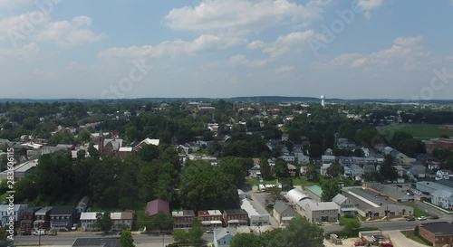 Slow Aerial Fly Over with Residential Houses in Westminster, Maryland USA