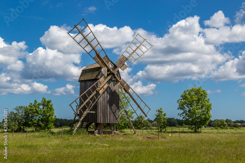 Old wooden windmill on Öland, Sweden
