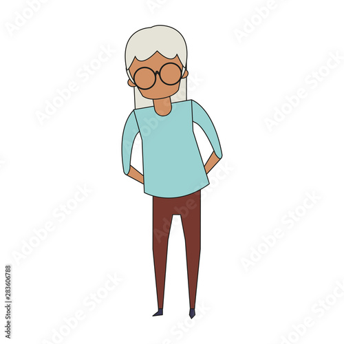 grandparent senior old grandmother cartoon faceless