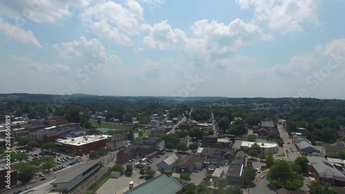 Aerial Shot of Small Industial Buildings in Downtown Westminster, Maryland USA