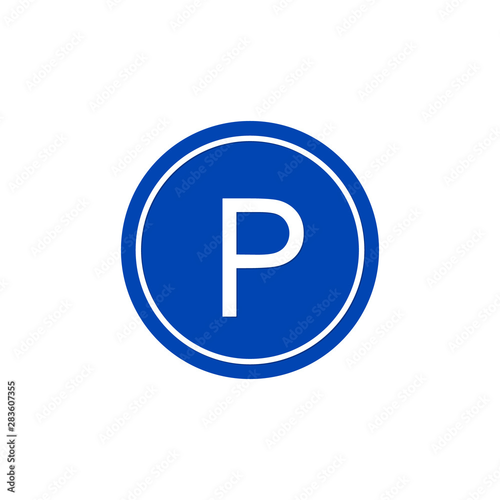 Blue Parking sign with a capital letter P Vector icon Blue Parking sign with a capital letter P Vector icon