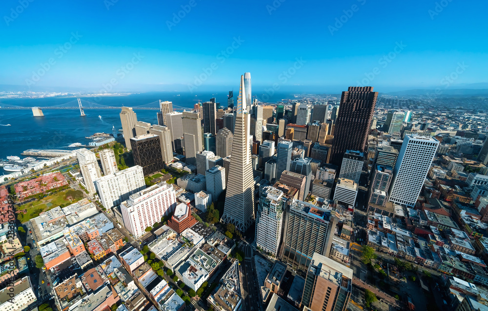 Naklejka premium Downtown San Francisco aerial view of skyscrapers