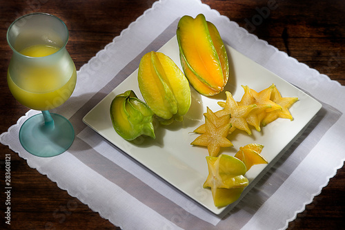 delicious raw carambole Averrhoa fruit on the table