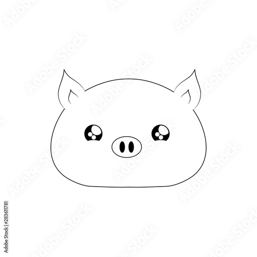 head of cute piggy baby animal kawaii style © djvstock