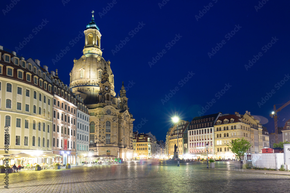 Neumarkt and Frauenkirche at night in Dresden, Germany