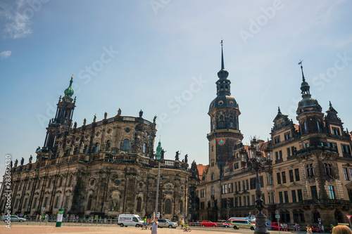 Berlin, Germany - July 05, 2015: The Catholic Church of the Royal Court of Saxony, and since 1980 also known as Cathedral of the Holy Trinity, a Roman Catholic Cathedral in Dresden.