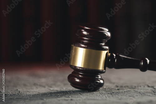 Wooden gavel on the table isolated