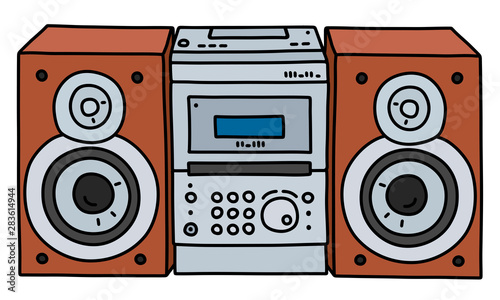 The vectorized hand drawing of a micro music tower