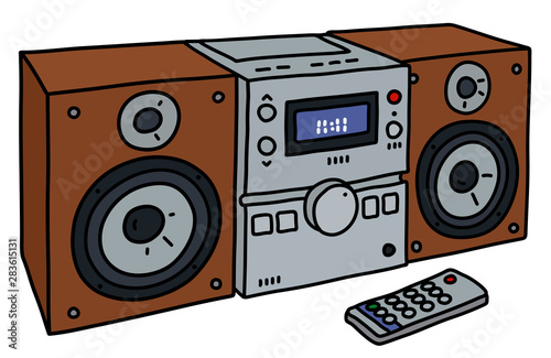 The vectorized hand drawing of a micro music tower