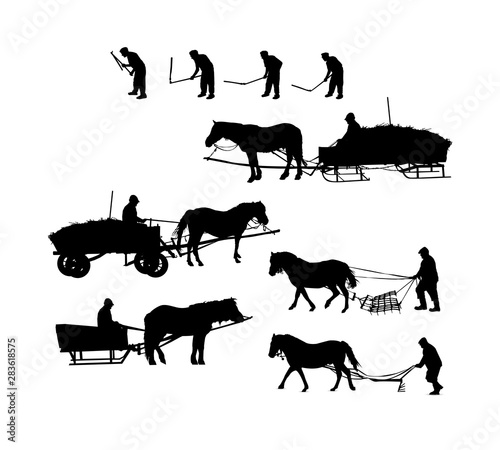 Obraz na płótnie Set of working farmers.