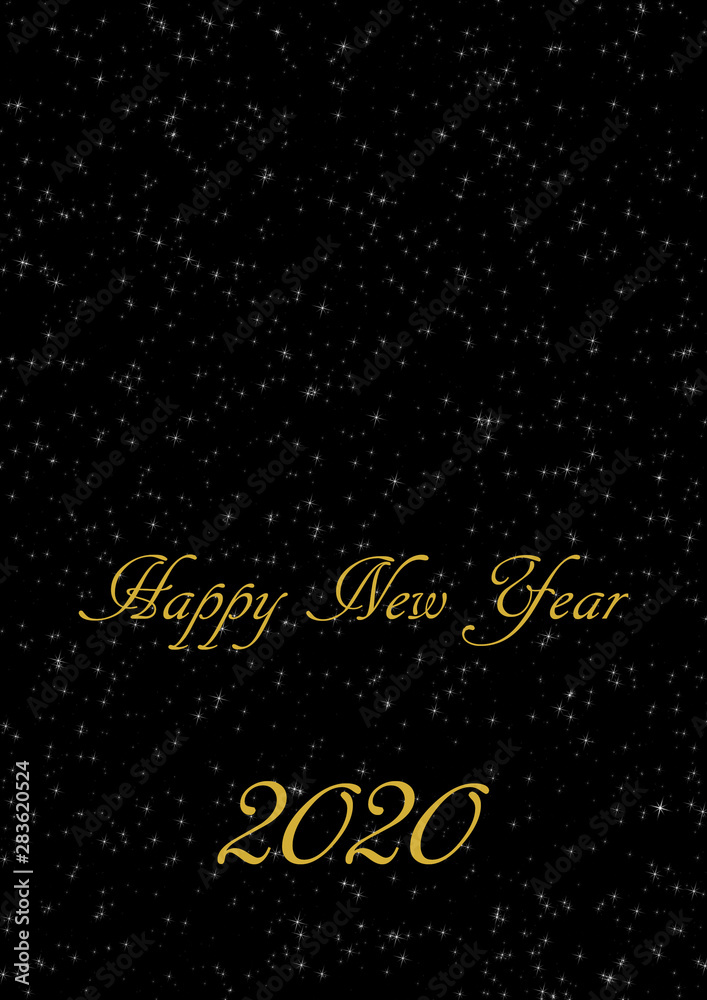 Happy New Year 2020 gold lower half - foldable as a card