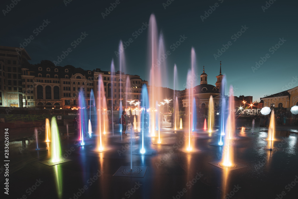 Musical colorful fountain