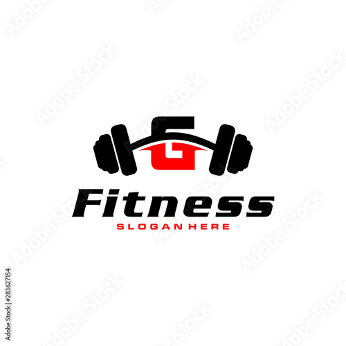 Letter G Logo With barbell. Fitness Gym logo. fitness vector logo design for gym and fitness.