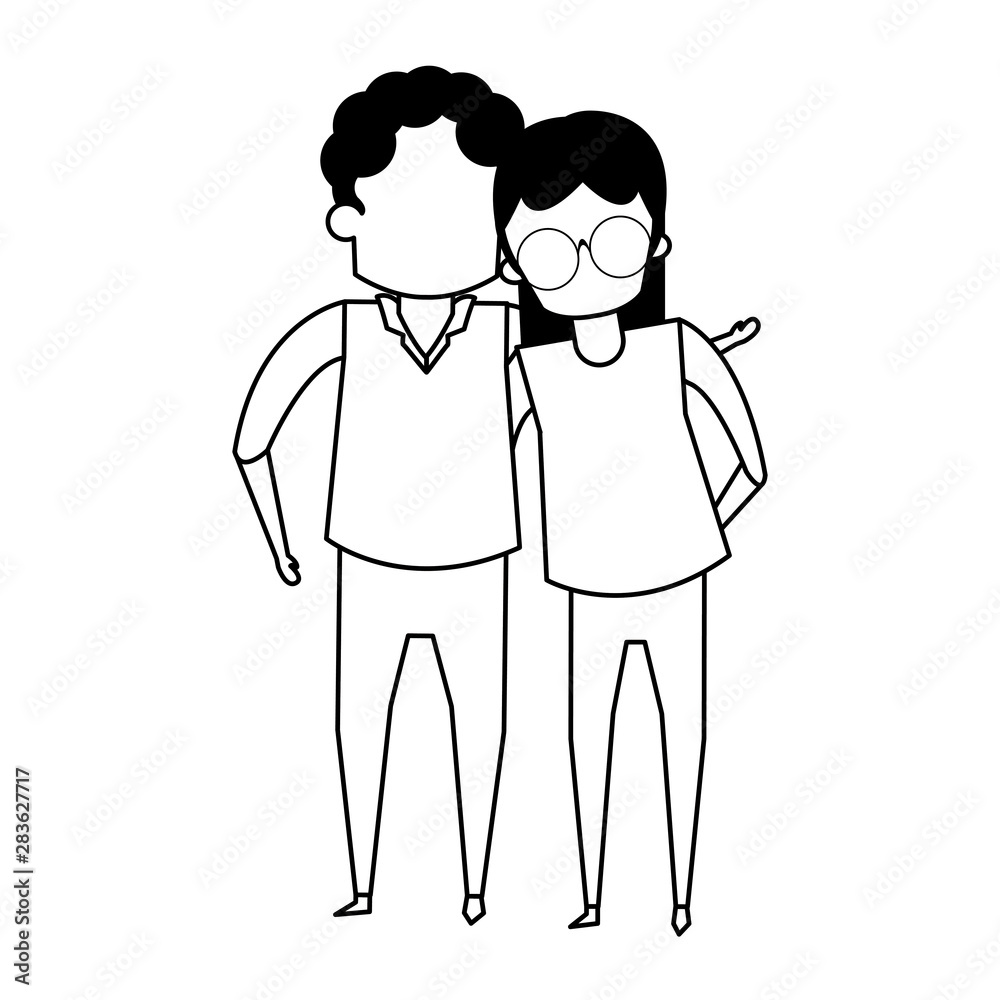 grandparents senior old people cartoon faceless in black and white grandparents senior old people cartoon faceless in black and white