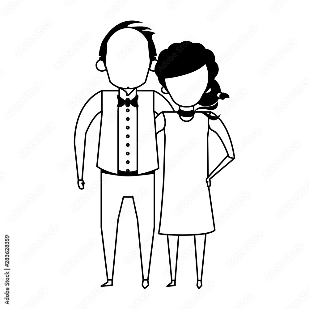 grandparents senior old people cartoon faceless in black and white grandparents senior old people cartoon faceless in black and white