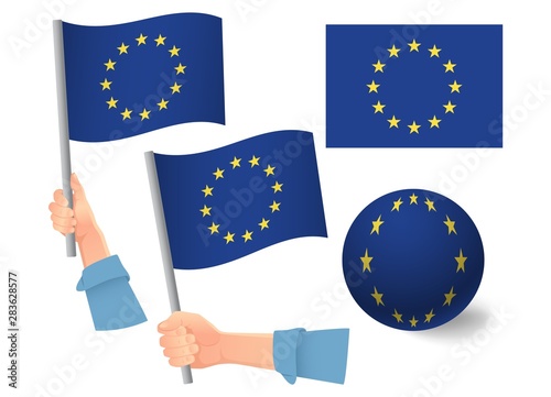Europe EU flag in hand icon