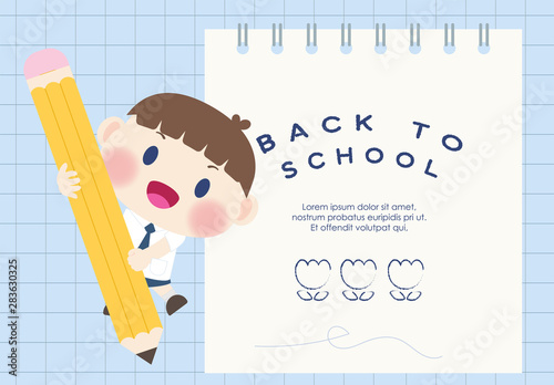 cute happy  elementary student back to school