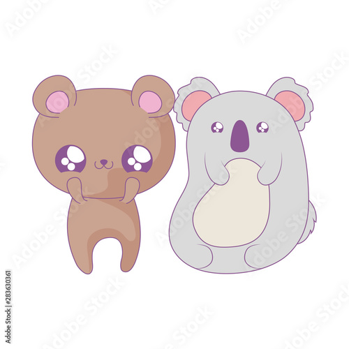 cute bear with koala baby animals kawaii style