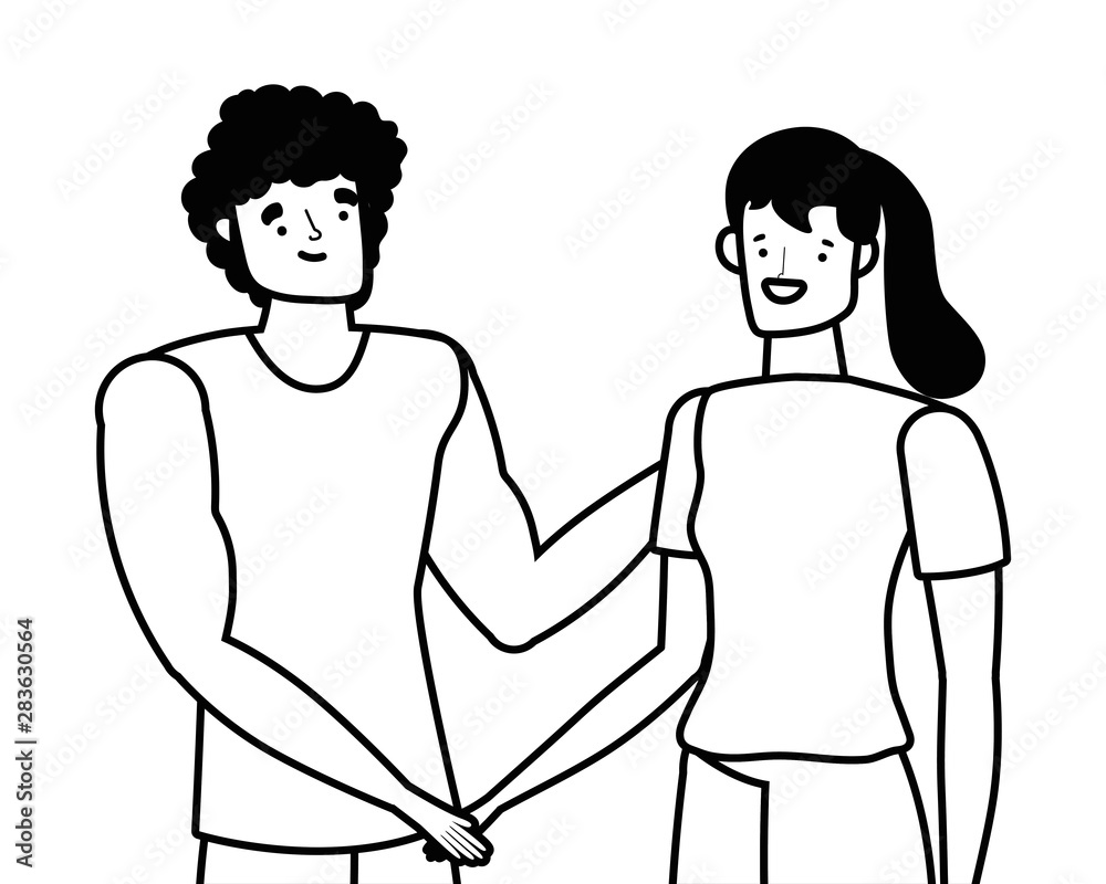 Couple of woman and man cartoon design vector illustration Couple of woman and man cartoon design vector illustration