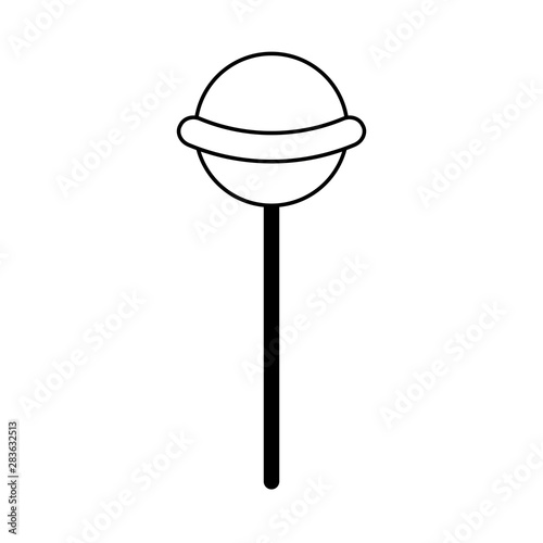 lollipop sweet candy sugar cartoon in black and white