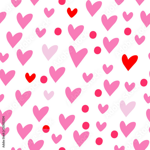 Vector seamless retro pattern, valentines day with hearts. Can be used for wallpaper, pattern fills, web page background,surface textures - Vector