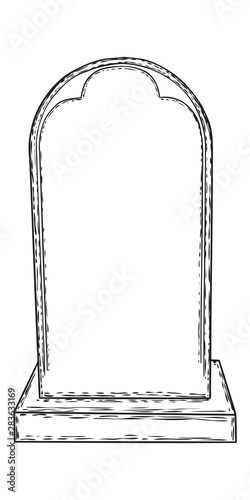 Tomb stone drawing. Grave for dead as Halloween tombstones prop. Hand drawn gravestone. Vector.