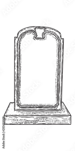 Cemetery tombstone made from stone hand drawing. Halloween props. Vector.