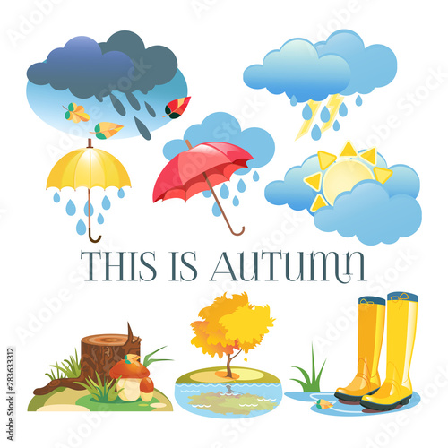 Autumn icons. set of weather icons. Vector illustration.
