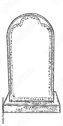 Cemetery tombstone made from stone hand drawing. Halloween props. Vector.