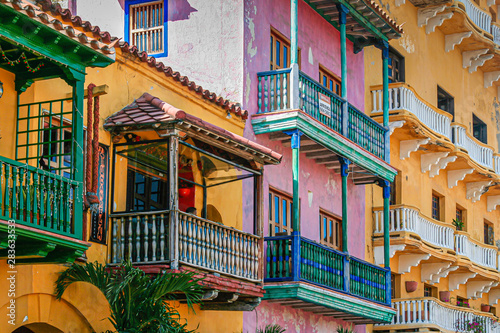 Tablou pe pânză colorful houses of old town in Cartagena Colombia
