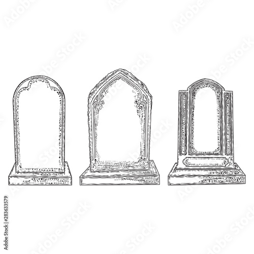 Fototapet Set of tomb stone drawing