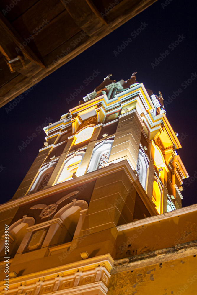 Architecture of Cartagena city, at night