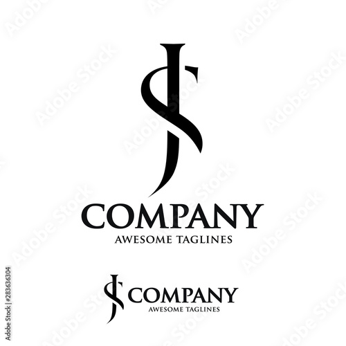 creative concept of overlapping initial letter J and S vector