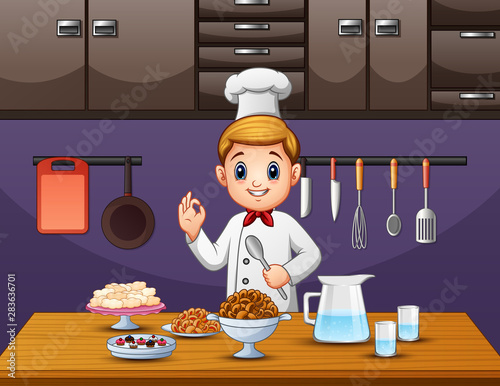 Chef tastes food and ready to serve