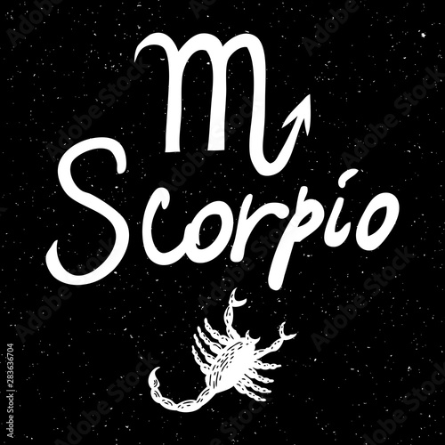 Scorpio zodiac horoscope hand drawing sign for mystic  occult  palmistry and witchcraft alchemy. Vector.