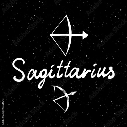 Sagittarius  zodiac horoscope hand drawing sign for mystic  occult  palmistry and witchcraft alchemy. Vector.