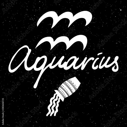 Aquarius zodiac horoscope hand drawing sign for mystic  occult  palmistry and witchcraft alchemy. Vector.