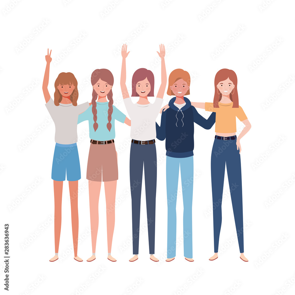 Fototapeta premium young women standing on white background