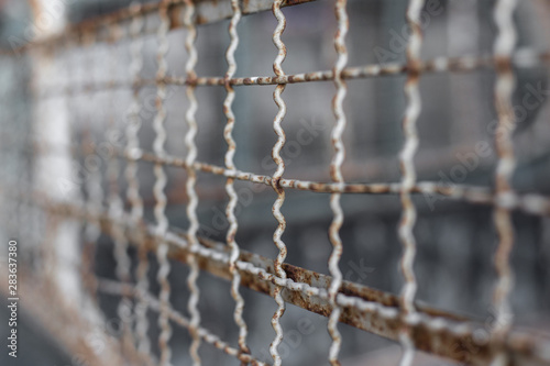 Selective focus of Fence grilles rust