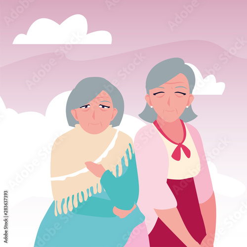 happy grandparents day flat design