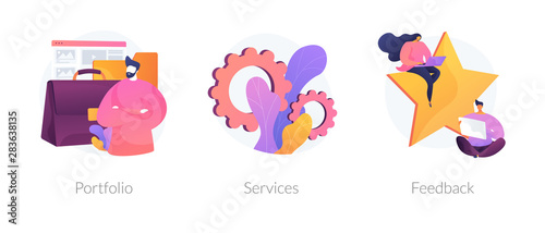 Candidate CV, job searching Internet service web icons set. Customer review. Employee resume. Portfolio, services, feedback metaphors. Vector isolated concept metaphor illustrations