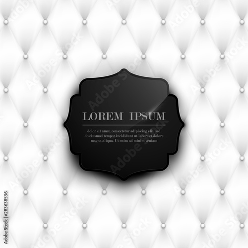 Abstract luxury white leather texture with black vintage label background
